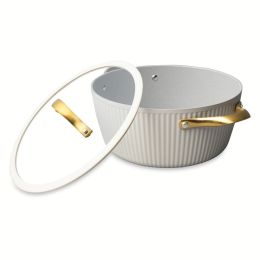 5.5 QT Non-Stick Signature Ribbed Dutch Oven - White Gold
