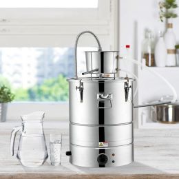 Alcohol Still, 15 Gal 50L Water Alcohol Distiller, Home Distillery Kit Include Stainless Steel Tube & Pump & One-way Exhaust Valve & Thermometer (Option: Silver)