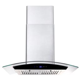 30 Inch Wall Mounted Range Hood 700CFM Tempered Glass Touch Panel Control Vented LEDs (Option: TouchControlBlack)