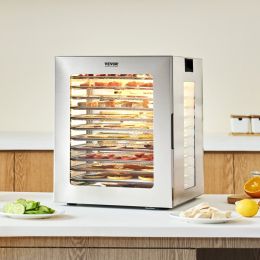 12 Trays Food Dehydrator Machine Stainless Steel 850W Jerky Meat Fruit Drying (Option: Silver)