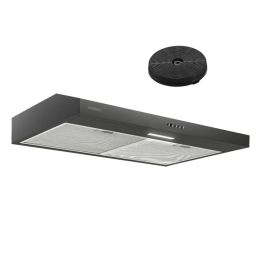 Stainless Steel Under Cabinet Range Hood Vent Cooking 230 CFM Kitchen 3 Speed Cooker Hood (Option: black30inch)