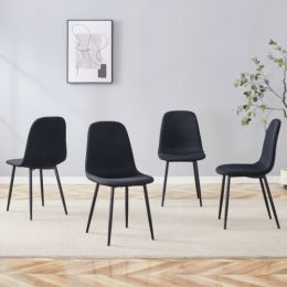 Luxury Simple Chair - Set Of 4 BLACK Linen-Cotton Material High Resilience Dining Chair With Metal Black Leg.Integral Metal Leg Architecture,Suit (Option: Black)