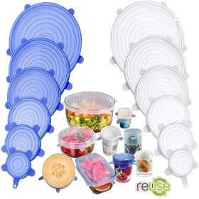 6/12/24PCS BPA-free Silicone Stretch Lids; Food Bowl Covers; Reusable Food Saving Cover; Stretchable Multifunctional Fruit And Vegetable Fresh-ke (Color: 12PCS White+12PCS Green)